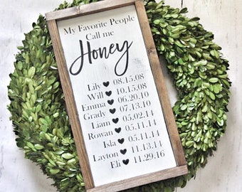 Family Name Sign - Family birth day sign - Family Birthday sign - Grandkids birthday sign - Birthday reminder - Kids birth dates sign