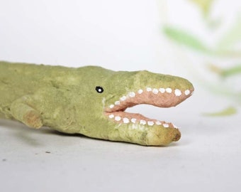 Nostalgischer Christbaumschmuck Wattefigur Krokodil Ornament Spun Cotton