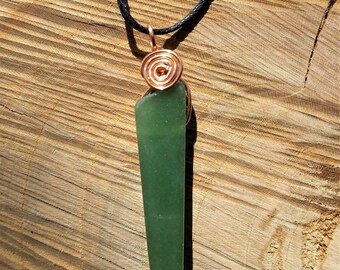Copper Wire Wrapped Green Aventurine Necklace