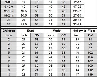 Size chart | Etsy