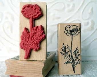 Poppy Flower rubber stamp from oldislandstamps