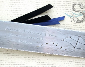 The Hardcover Bookmark - CUSTOM, ALUMINUM, personalized, handmade, stamped, large size, metal, quote, name, cutout, art
