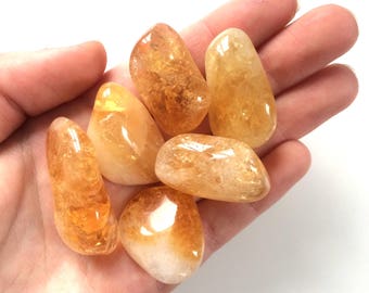 Citrine tumbled stone medium charkra stone of happiness 30mm