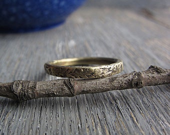 Narrow Brass Band Ring Hammered Metalwork Earthy Rustic Boho Ring Textured Minimalist Ring Simple Ring Boho Wedding Band Boho Rustic Jewelry