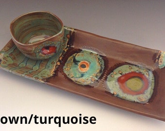Ceramic Appetizer Tray with Dip Bowl
