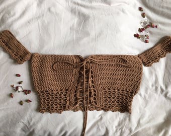 Crochet Crop Top Crochet Bralette Ethical Fashion FairTrade Clothing Sustainable Fashion Festival Crochet Top Off-the-Shoulder Fashion Vegan