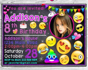 Emoji Invitation, Emoji Invite, Emoji Birthday Party Invitation, Emoji Birthday, Emoji Party, Emojis, Emoticons Invitation, Emoji Printable
