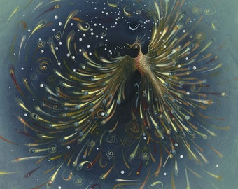 The Firebird. From the Russian myth of the phoenix. A beautiful firebird sings pearls of truth and beauty.