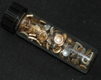 Vial Watch Parts crowns Assemblage Industrial Altered Art Steampunk Charms IV 73