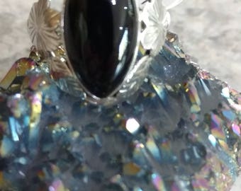 Beautiful Black Onyx Ring Size 7 1/2