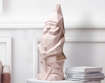 Low poly concrete geometric minimalist garden gnome NINO Pink