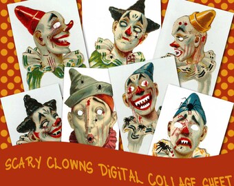 Scary Clowns Collage Sheet