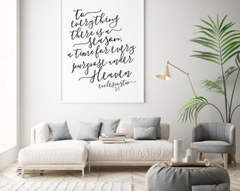ecclesiastes 3:1 printable · to everything there is a season bible verse · scripture wall decor · seasonal bible quote · christian wall art