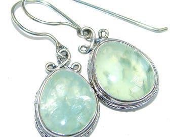 Moss Prehnite Sterling Silver Earrings - weight 8.30g - dim L- 1 1 2, W - 5 8, T- 1 4 inch - code 8-maj-17-22