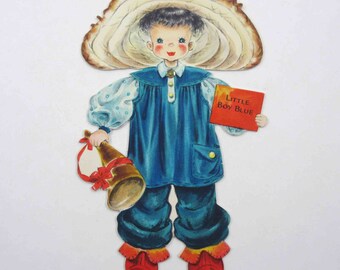 Little Boy Blue Vintage 1940s Greeting Card From Land of Make Believe Doll Series by Hallmark Doll No. 5 Unused