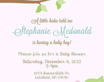 Little Birdie Baby Shower Invitation