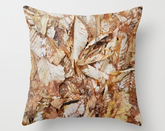 Photo Pillow Cover Decorative Leaves Pillow Brown Rustic Pillow Pillow