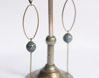 Japanese waves earrings Navy