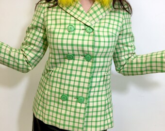 Lime Green Retro Print 60s Jacket
