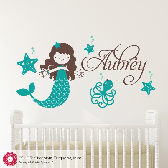 Mermaid Name Wall Decal Ocean Under the Sea Baby Girl Nursery