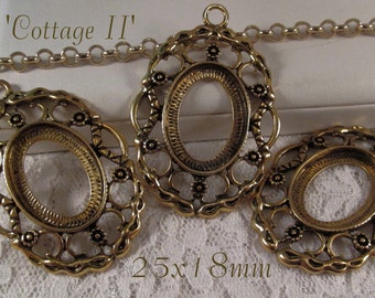 25x18mm Antique Gold Setting - 'Cottage II' - 3 pcs : sku 08.07.15.7 - W42