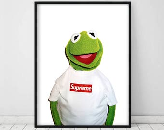 Kermit The Frog Supreme Print • Supreme X Kermit Street Urban Poster Print Supreme Kermit The Muppets Supreme Kermit the frog puppet Kermit