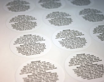 Candle making WARNING stickers - FREE SHIPPING