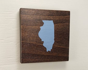 Any Color, Any State, Custom State Wall Art, Illinois, Chicago, 5"x5"