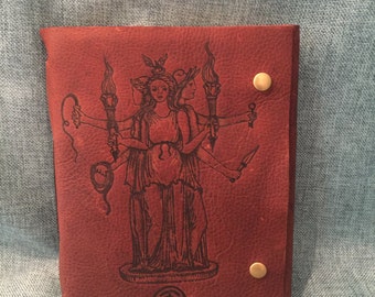 Hecate Sorceress Brown Leather Journal/ Sketchbook/ Notebook/ Spellbook