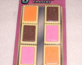 Cookie Food Erasers Pink Orange Brown Pencil Erasers Kid's Crafts Drawing Boy Girl Party Supplies Bag Filler Favor Stuffer School Supplies