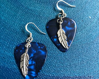 Blue Feather Earrings