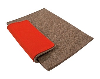 Feutre de laine Laptop Sleeve-Housse pour 10 pouces Netbook/ordinateur portable/tablette - gris naturel avec rabat couleur, plusieurs couleurs disponibles, pour ordinateur portable