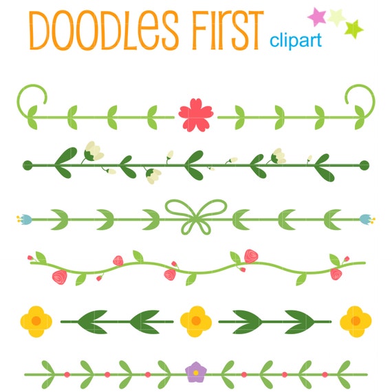 Download Simple Floral Border Set Clip Art for Scrapbooking Card Making