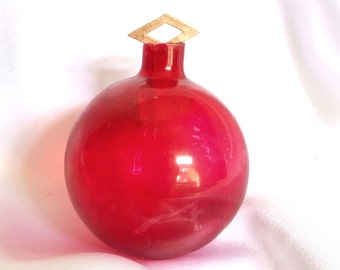 Vintage Unsilvered Christmas Ornament, Red Holiday Ornament