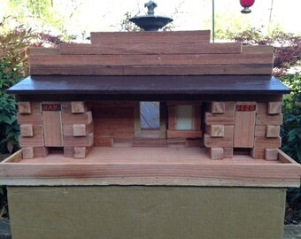 Ranch & Feed Rustic Redwood Log Bird Feeder