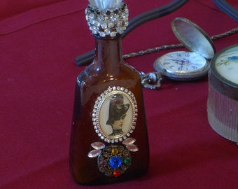 Amber Vintage Bottle Repurposed Collectible One of a Kind