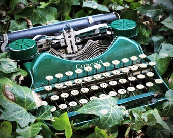 Vintage Green Typewriter Photo Print - Still Life Photography