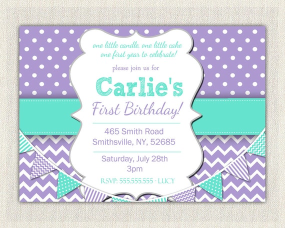 purple birthday invitation