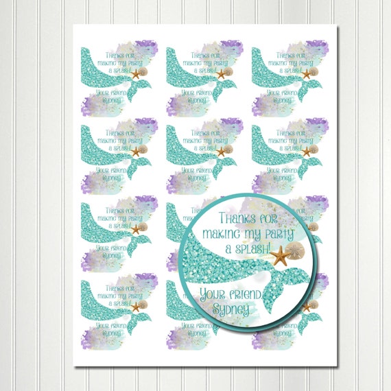 mermaid stickers under the sea sticker tag thank you