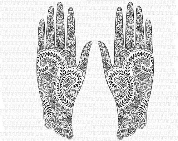 Digital Collage Sheet Hindu Mehndi Design Pattern Henna Tattoo