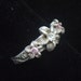 Vintage Hawaii Ring, Plumeria Flowers Silver Ring, Hawaiian Jewelry, Amethyst Purple Clear Rhinestones, Size 5.25, Vintage Silver Ring