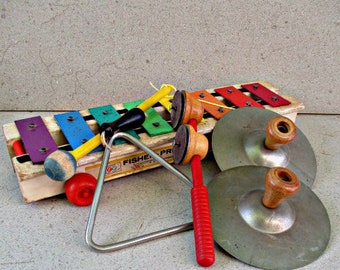 FISHER PRICE XYLOPHONE Vintage lot of kids Percussion toys ,musical instrument lot,music playing , children's percussion lot