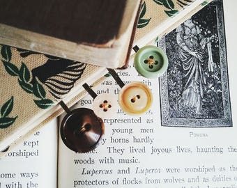 Button Hair Pin Set, Bobby Pins Made With Vintage Buttons, Earth Tones, Vintage Style Hair Accessories For Women and Teen Girls