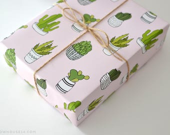 Succulent Gift Wrap - Cactus Wrapping Paper - Gift Wrap Sheets