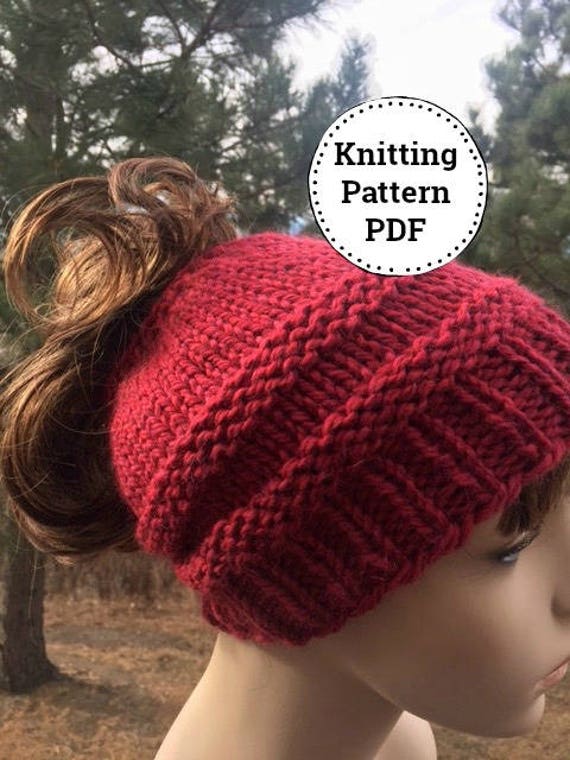 Knit Bun Hat Pattern Messy Bun Hat Pattern Knitting Pattern