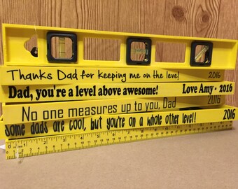 Custom Personalized Level - Father's Day - Grandparents gifts - Measurement with Bubble Leveler - Useable Tool - Ruler