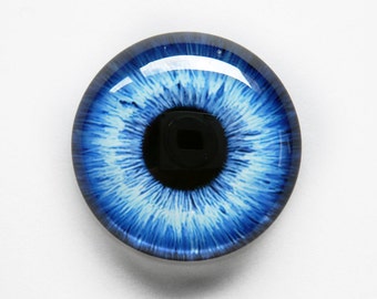 30mm handmade glass eye cabochon - blue eye - standard profile