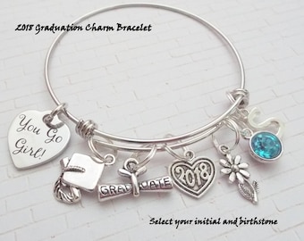 Graduation Gift, Gift for 2018 Graduate, Class of 2018 Charm Bracelet, Personalized Graduation Gift, Senior Class Gift, Personalized Gift