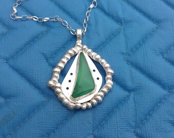 Sterling Silver Chyrsoprase Pendant Necklace