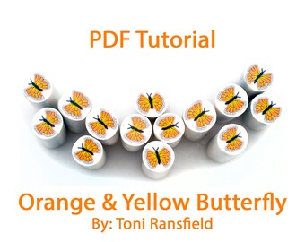 Polymer Clay Tutorial; Orange and Yellow Butterfly Tutorial, PDF Tutorial, Polymer Clay, Millefiori Cane, Learn How to Make a Butterfly